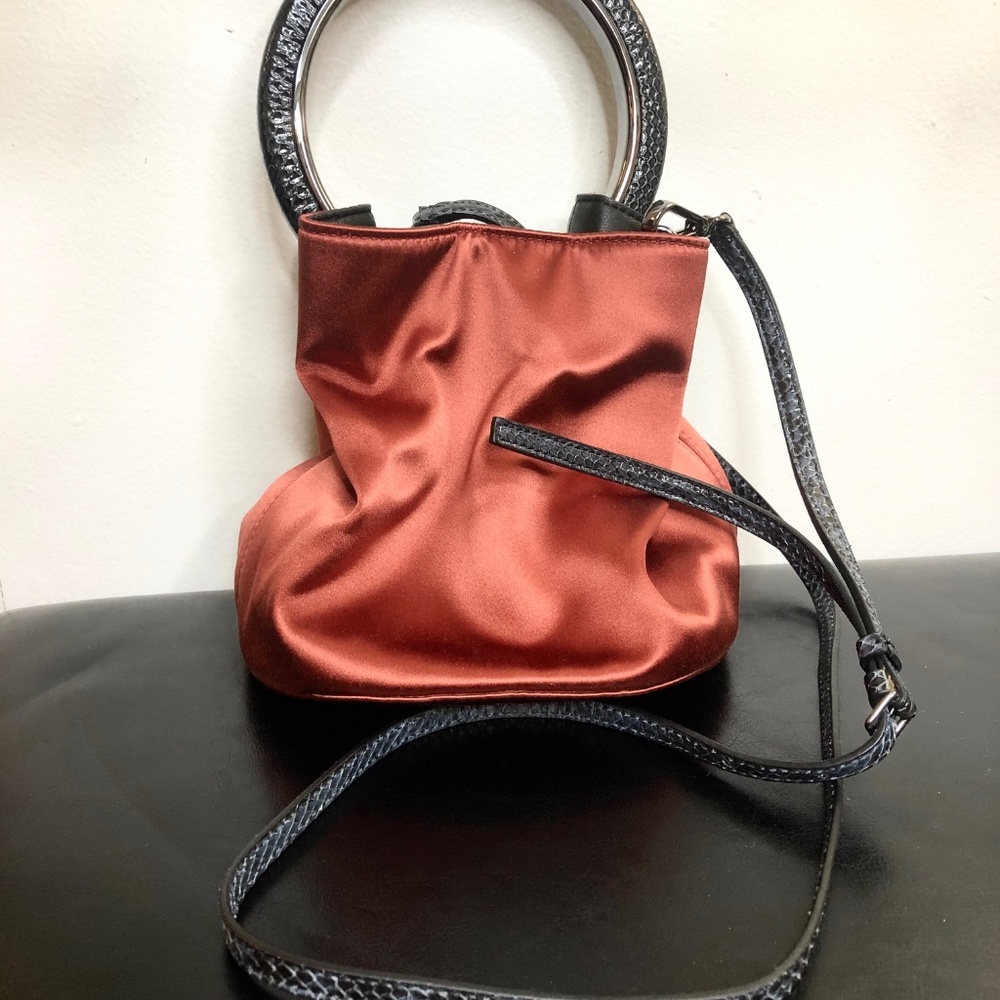 Marni Pannier Satin Burgandy Bucket Bag Small